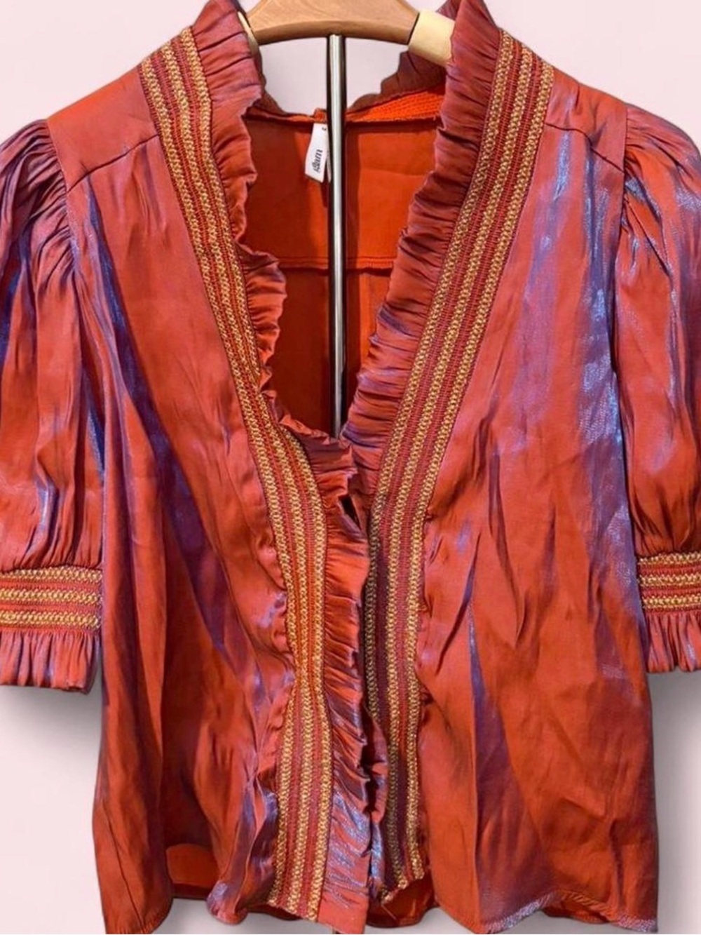 maroon blouse with blue shimmer